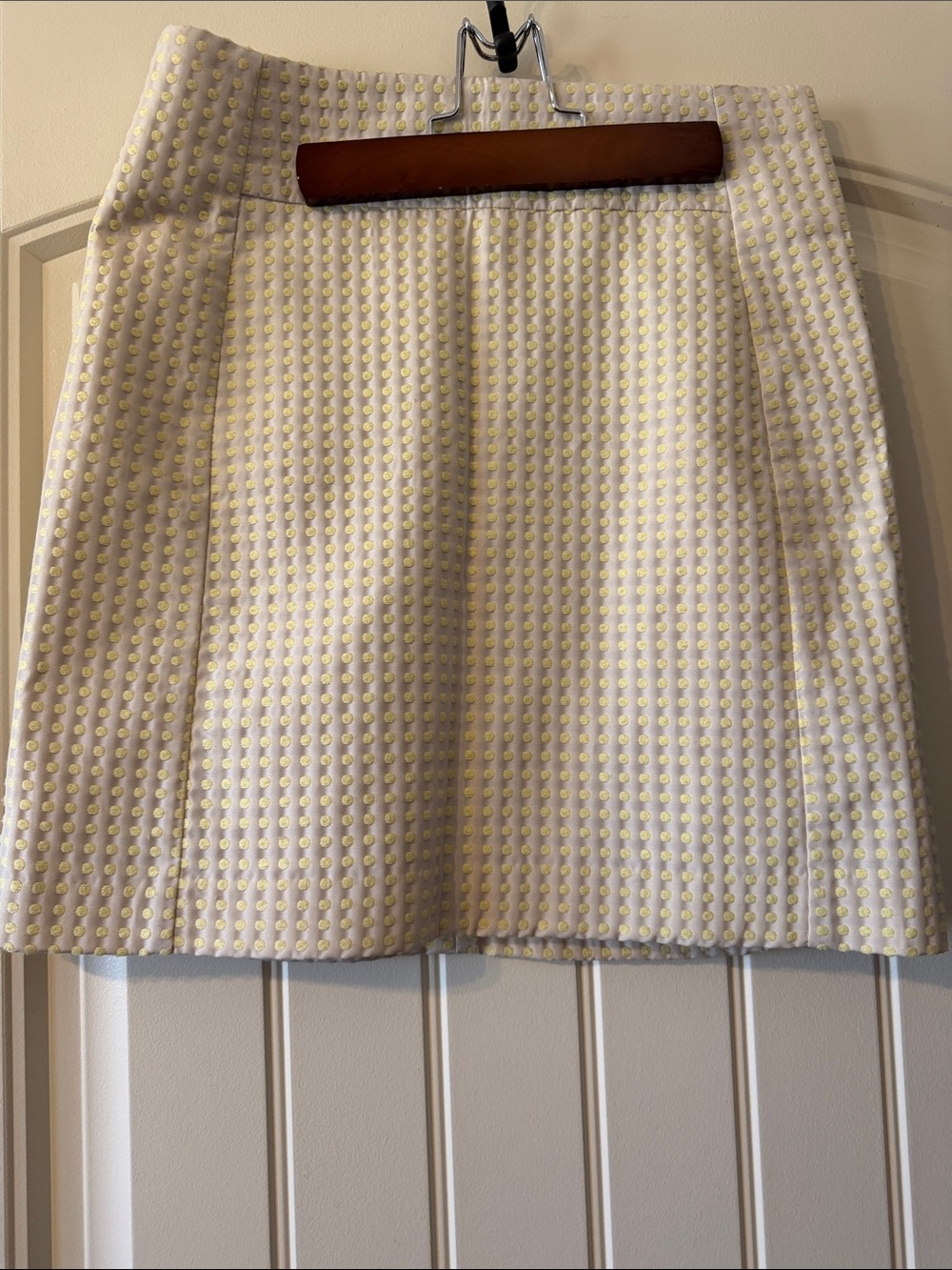 LOFT Cream A-Line Skirt with Yellow Dot Texture